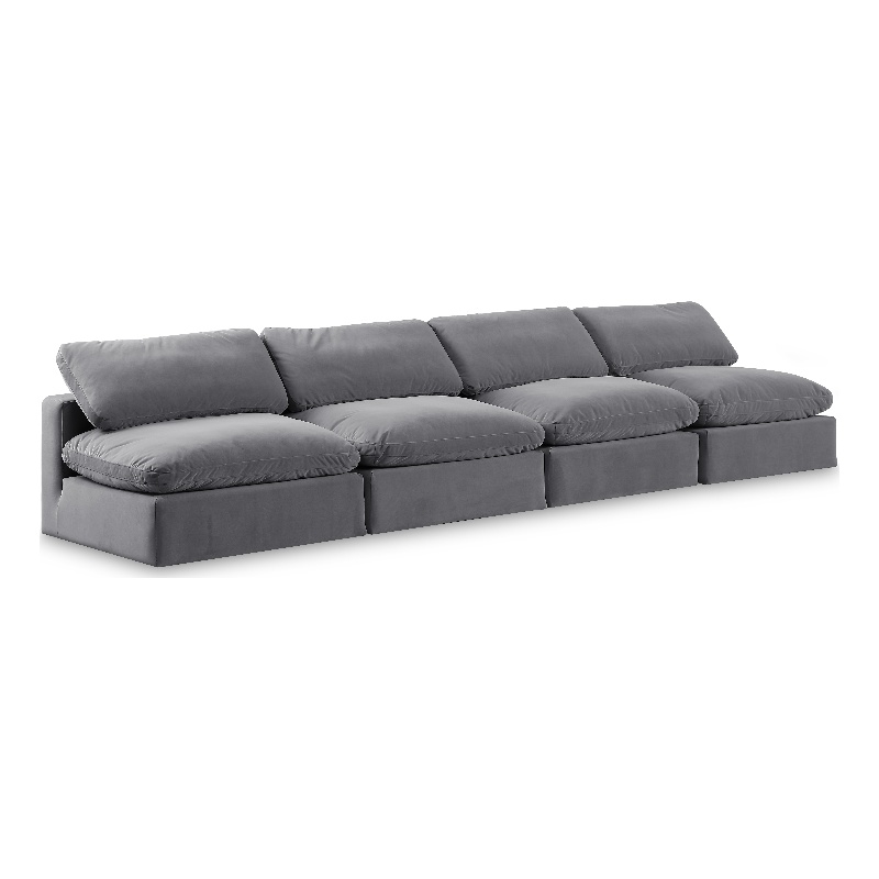 Meridian Furniture Comfy Grey Velvet 4-Pc. Modular Sofa