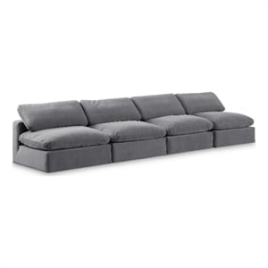 Meridian Furniture Comfy Grey Velvet 4-Pc. Modular Sofa