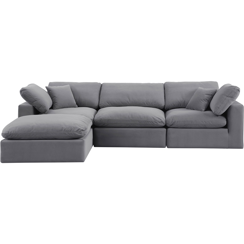 Meridian Furniture Comfy Grey Velvet 4-Pc. Modular Sectional