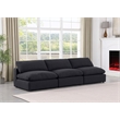 Meridian Furniture Comfy Black Linen Textured Fabric 3-Pc. Modular Sofa