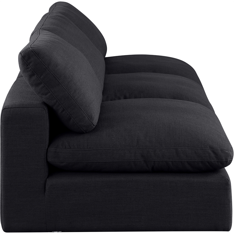 meridian furniture comfy black linen textured fabric 3-pc. modular sofa