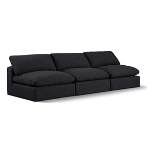 Meridian Furniture Comfy Black Linen Textured Fabric 3-Pc. Modular Sofa