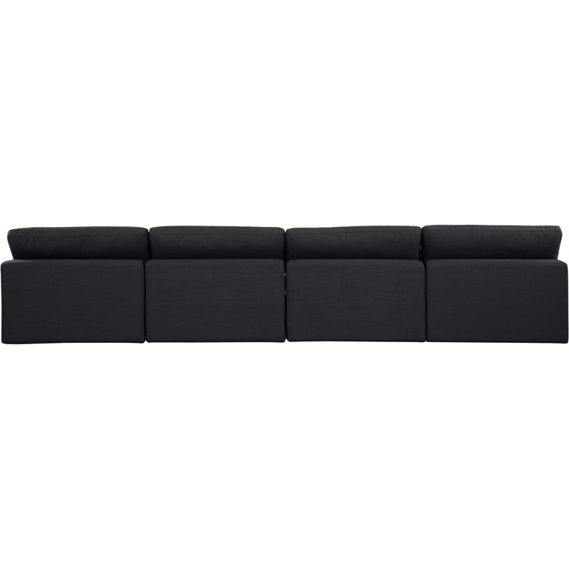 meridian furniture comfy black linen textured fabric 4-pc. modular sofa