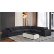 Meridian Furniture Comfy Black Linen Textured Fabric 6-Pc. Modular Sectional