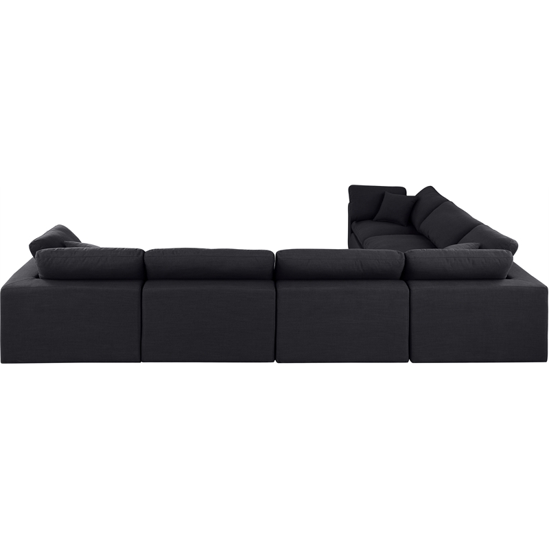 Meridian Furniture Comfy Black Linen Textured Fabric 6-Pc. Modular Sectional