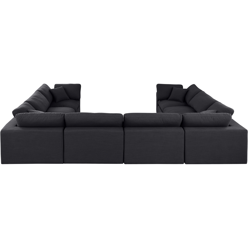 Meridian Furniture Comfy Black Linen Textured Fabric 8-Pc. Modular Sectional