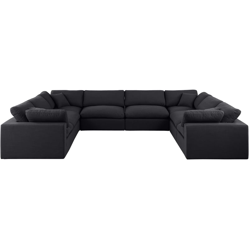 Meridian Furniture Comfy Black Linen Textured Fabric 8-Pc. Modular Sectional