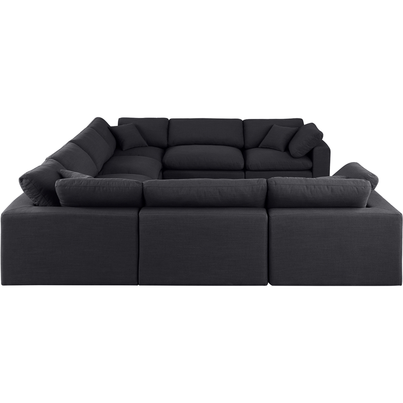 Meridian Furniture Comfy Black Linen Textured Fabric 8-Pc. Modular Sectional