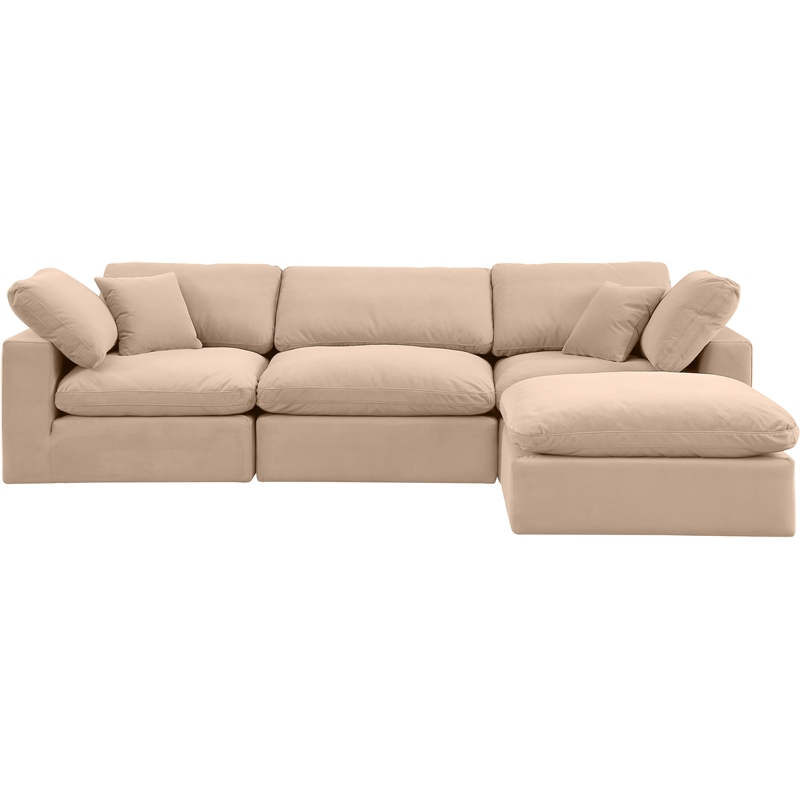 Meridian Furniture Comfy Beige Velvet 4-Pc. Modular Sectional