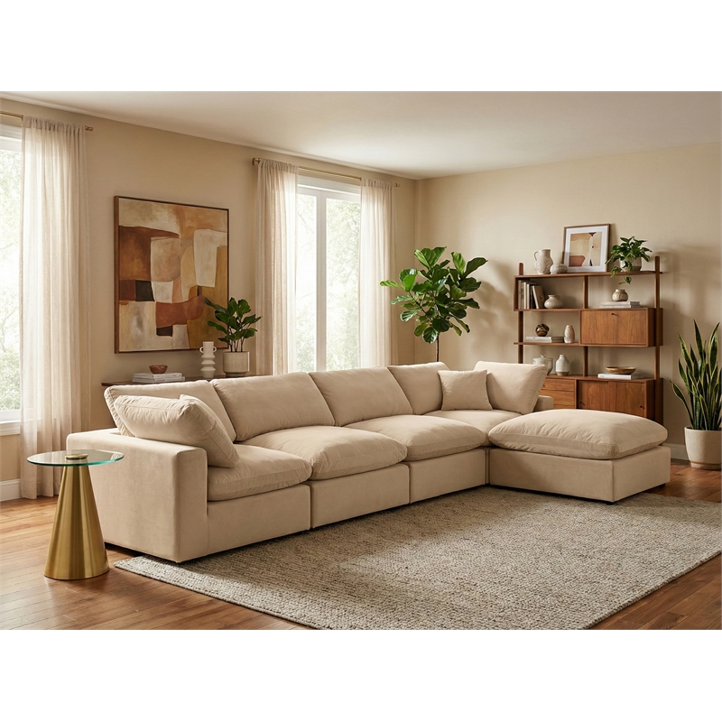 Meridian Furniture Comfy Beige Velvet 5-Pc. Modular Sectional
