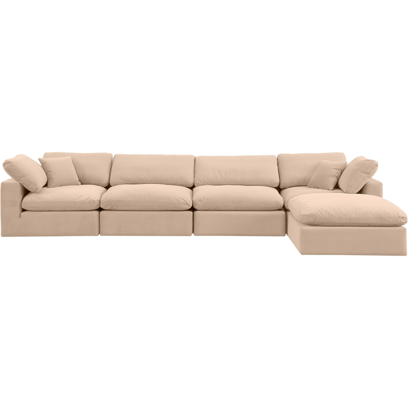 Meridian Furniture Comfy Beige Velvet 5-Pc. Modular Sectional