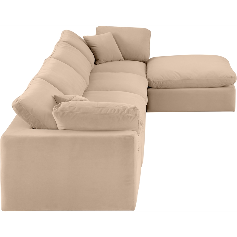 Meridian Furniture Comfy Beige Velvet 5-Pc. Modular Sectional