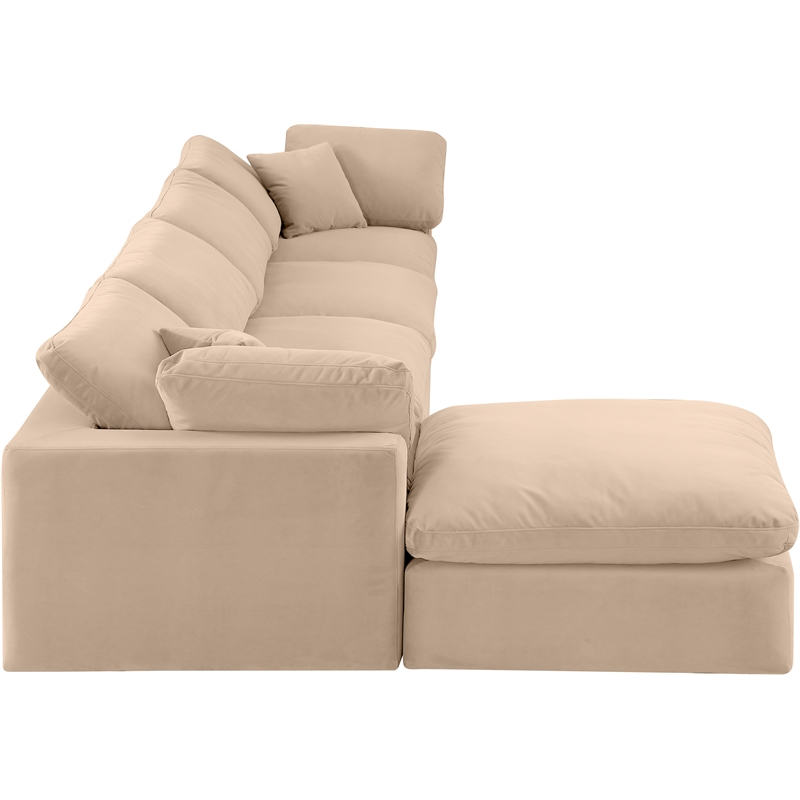 Meridian Furniture Comfy Beige Velvet 5-Pc. Modular Sectional
