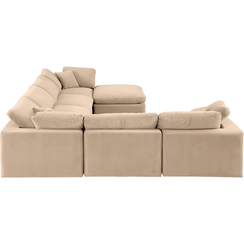 Meridian Furniture Comfy Beige Velvet 7-Pc. Modular Sectional