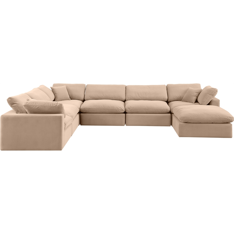 Meridian Furniture Comfy Beige Velvet 7-Pc. Modular Sectional