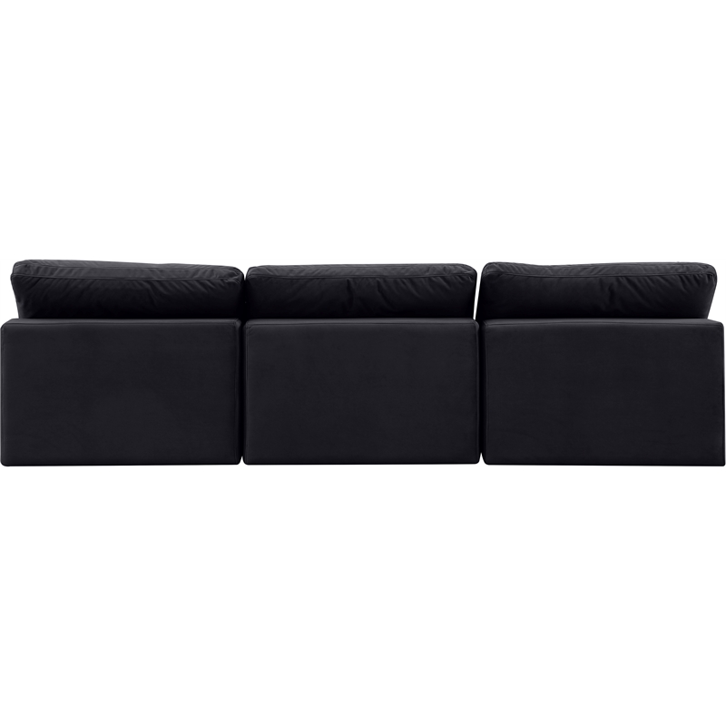 Meridian Furniture Comfy Black Velvet 3-Pc. Modular Sofa