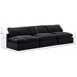 Meridian Furniture Comfy Black Velvet 3-Pc. Modular Sofa