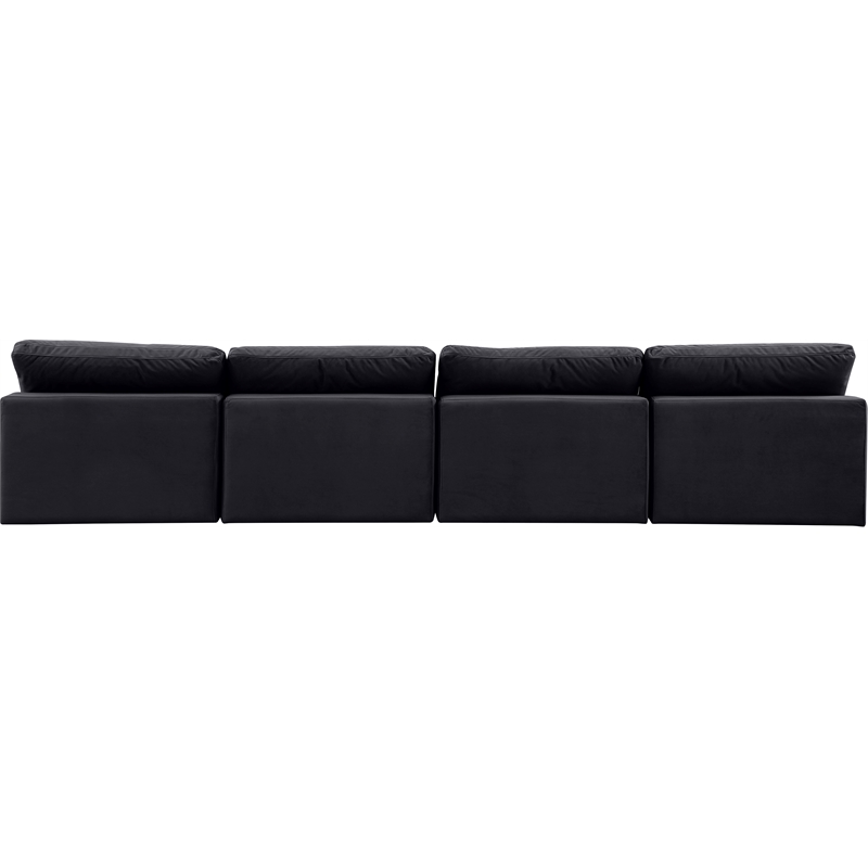 Meridian Furniture Comfy Black Velvet 4-Pc. Modular Sofa
