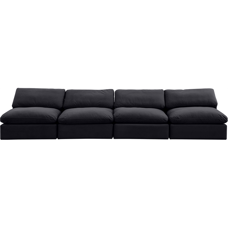 Meridian Furniture Comfy Black Velvet 4-Pc. Modular Sofa