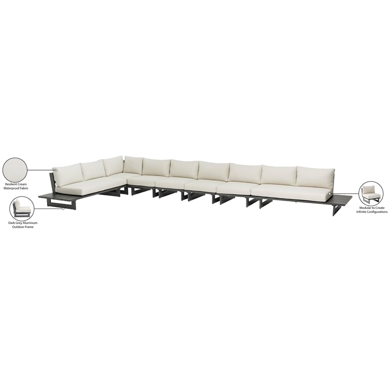 Meridian Furniture Maldives Cream Water Resisting Outdoor Modular Sectional