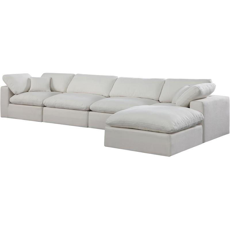 Meridian Furniture Comfy Cream Linen Textured Fabric 5-Pc. Modular Sectional