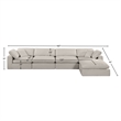 Meridian Furniture Comfy Cream Linen Textured Fabric 5-Pc. Modular Sectional