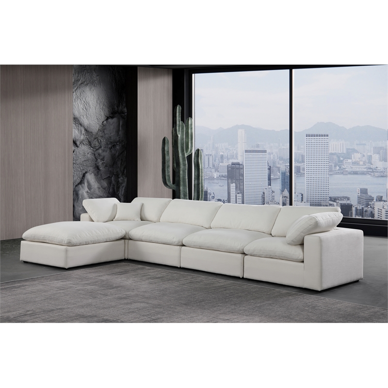 Meridian Furniture Comfy Cream Linen Textured Fabric 5-Pc. Modular Sectional