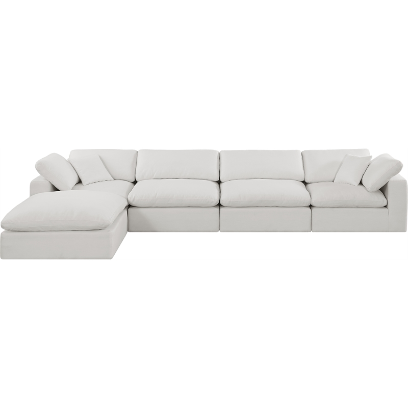 Meridian Furniture Comfy Cream Linen Textured Fabric 5-Pc. Modular Sectional
