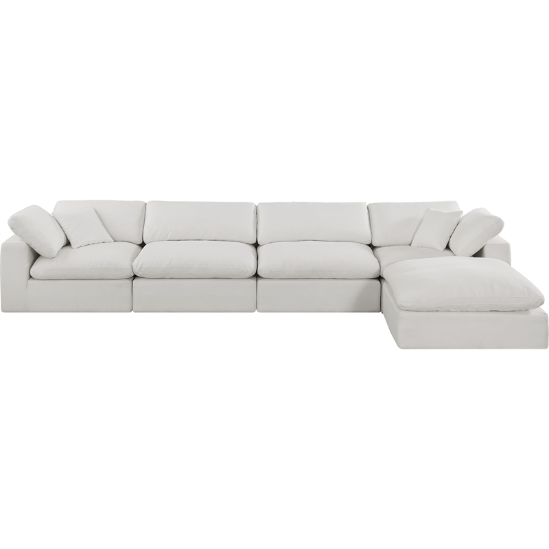 Meridian Furniture Comfy Cream Linen Textured Fabric 5-Pc. Modular Sectional