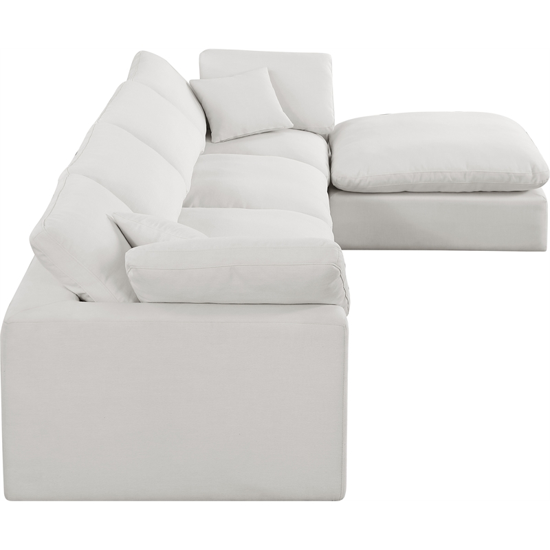 Meridian Furniture Comfy Cream Linen Textured Fabric 5-Pc. Modular Sectional