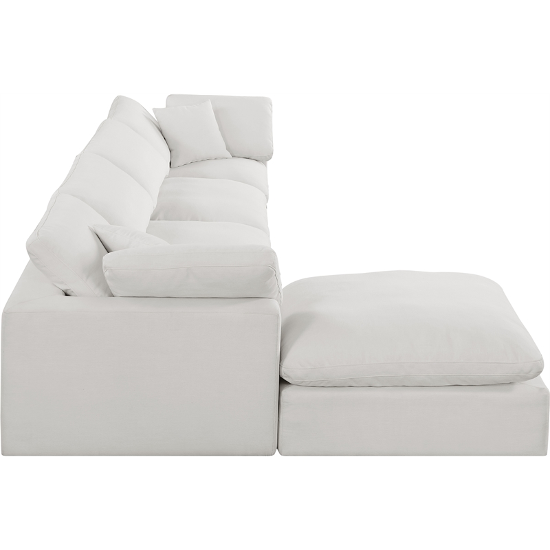 Meridian Furniture Comfy Cream Linen Textured Fabric 5-Pc. Modular Sectional