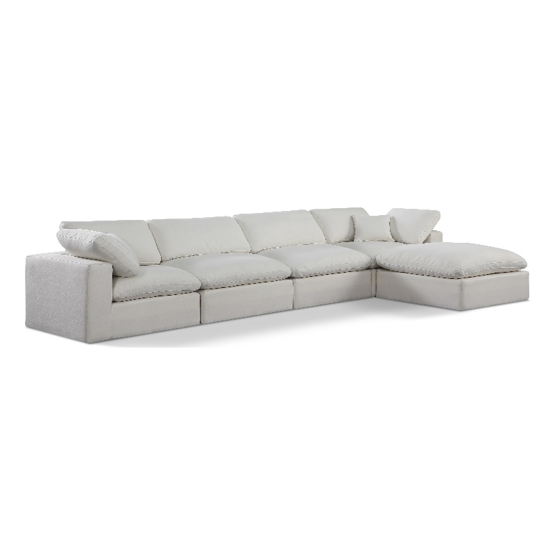 Meridian Furniture Comfy Cream Linen Textured Fabric 5-Pc. Modular Sectional