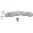 Meridian Furniture Comfy Cream Linen Textured Fabric 6-Pc. Modular Sectional