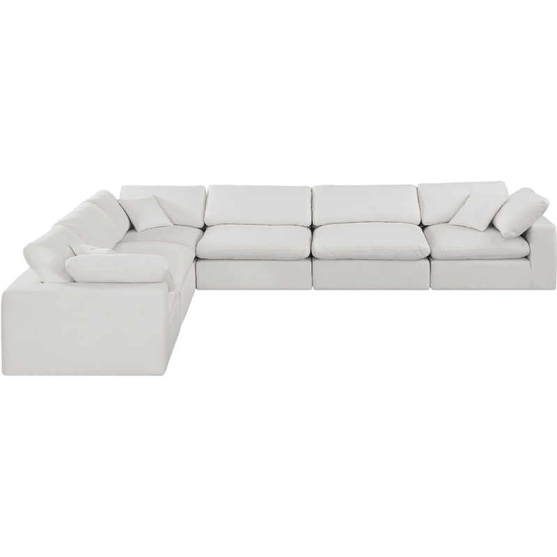 Meridian Furniture Comfy Cream Linen Textured Fabric 6-Pc. Modular Sectional