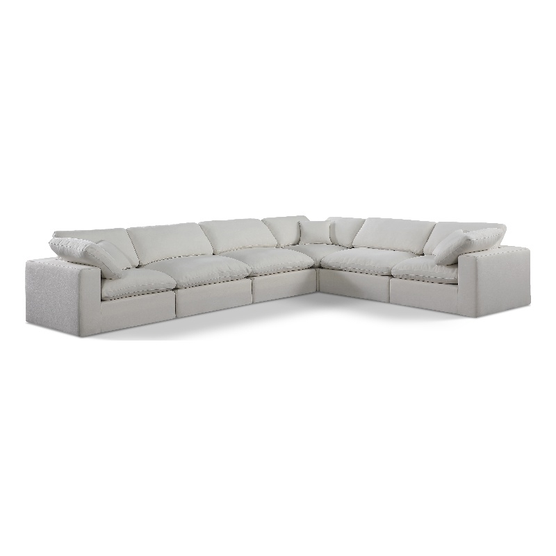 Meridian Furniture Comfy Cream Linen Textured Fabric 6-Pc. Modular Sectional