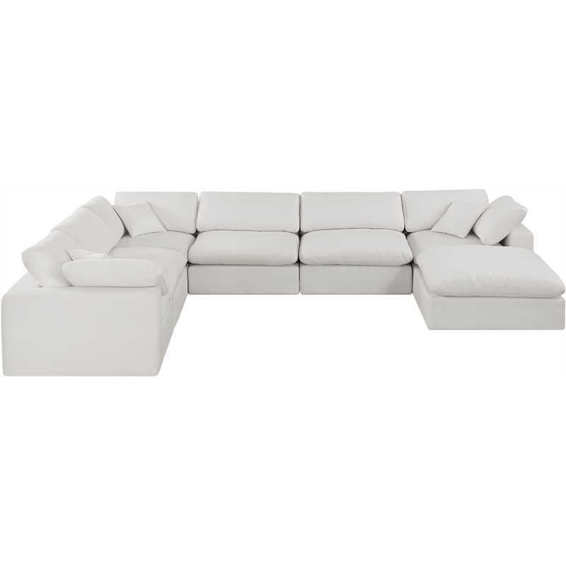 Meridian Furniture Comfy Cream Linen Textured Fabric 7-Pc. Modular Sectional