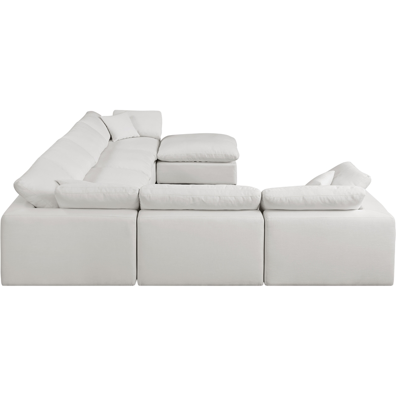 Meridian Furniture Comfy Cream Linen Textured Fabric 7-Pc. Modular Sectional