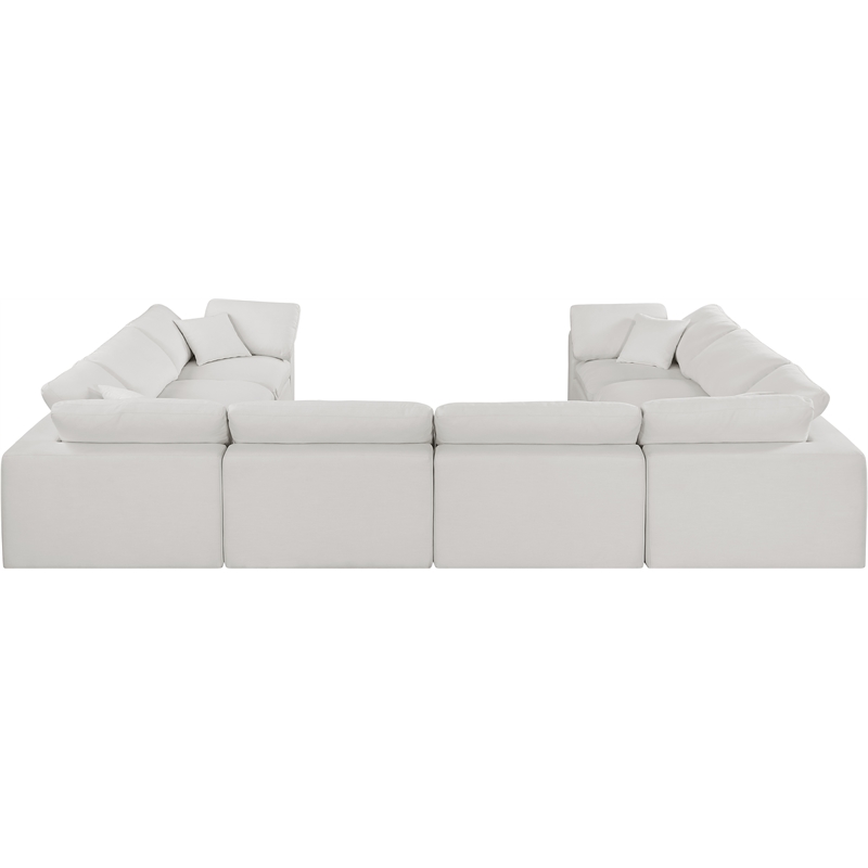 Meridian Furniture Comfy Cream Linen Textured Fabric 8-Pc. Modular Sectional