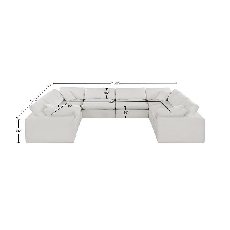 Meridian Furniture Comfy Cream Linen Textured Fabric 8-Pc. Modular Sectional