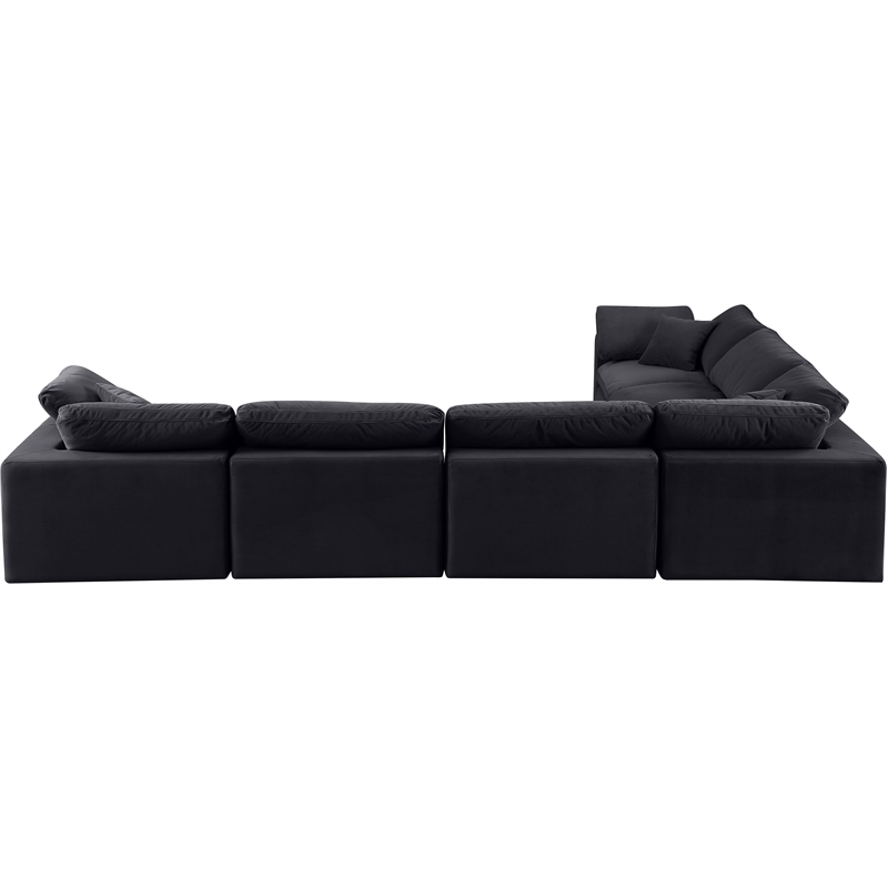 Meridian Furniture Comfy Black Velvet 6-Pc. Modular Sectional