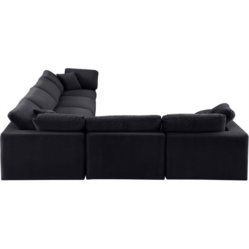 Meridian Furniture Comfy Black Velvet 6-Pc. Modular Sectional