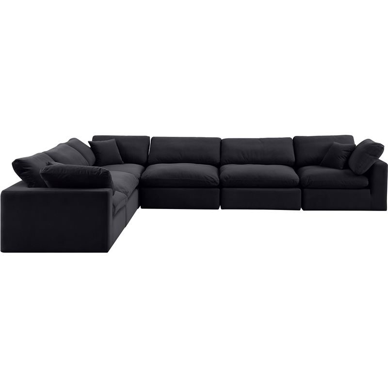Meridian Furniture Comfy Black Velvet 6-Pc. Modular Sectional