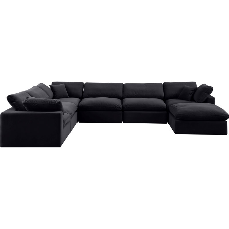 Meridian Furniture Comfy Black Velvet 7-Pc. Modular Sectional