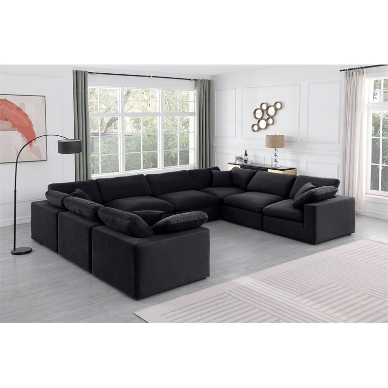 Meridian Furniture Comfy Black Velvet 8-Pc. Modular Sectional