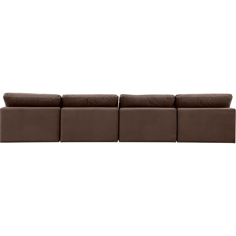 Meridian Furniture Comfy Brown Velvet 4-Pc. Modular Sofa