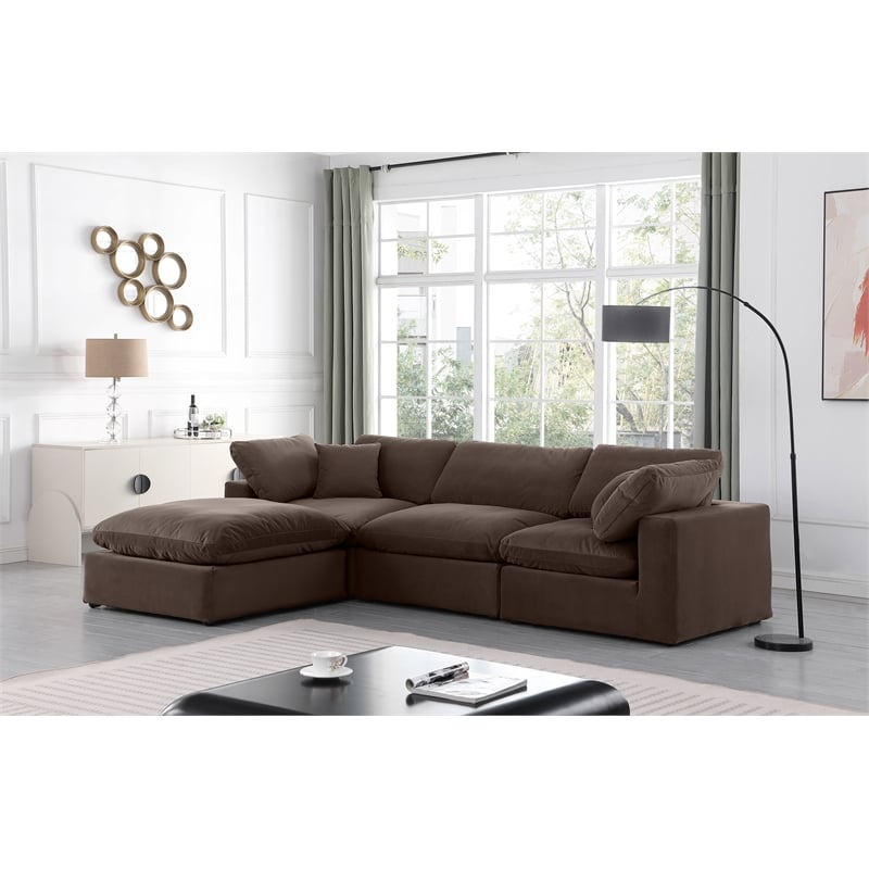 Meridian Furniture Comfy Brown Velvet 4-Pc. Modular Sectional