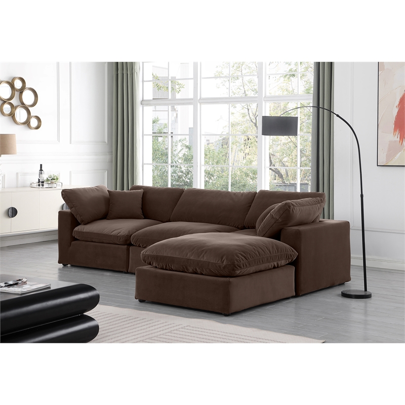 Meridian Furniture Comfy Brown Velvet 4-Pc. Modular Sectional