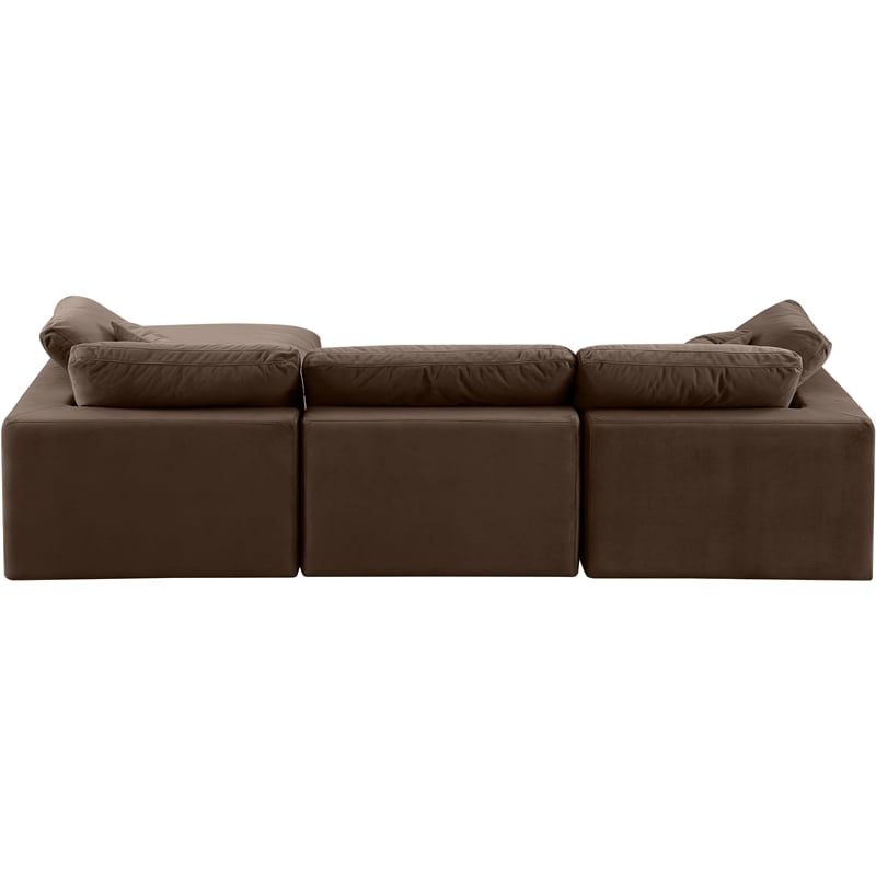 Meridian Furniture Comfy Brown Velvet 4-Pc. Modular Sectional