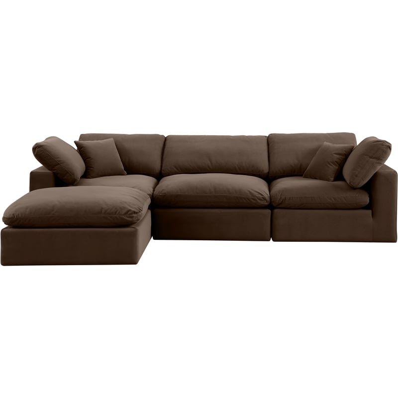 Meridian Furniture Comfy Brown Velvet 4-Pc. Modular Sectional
