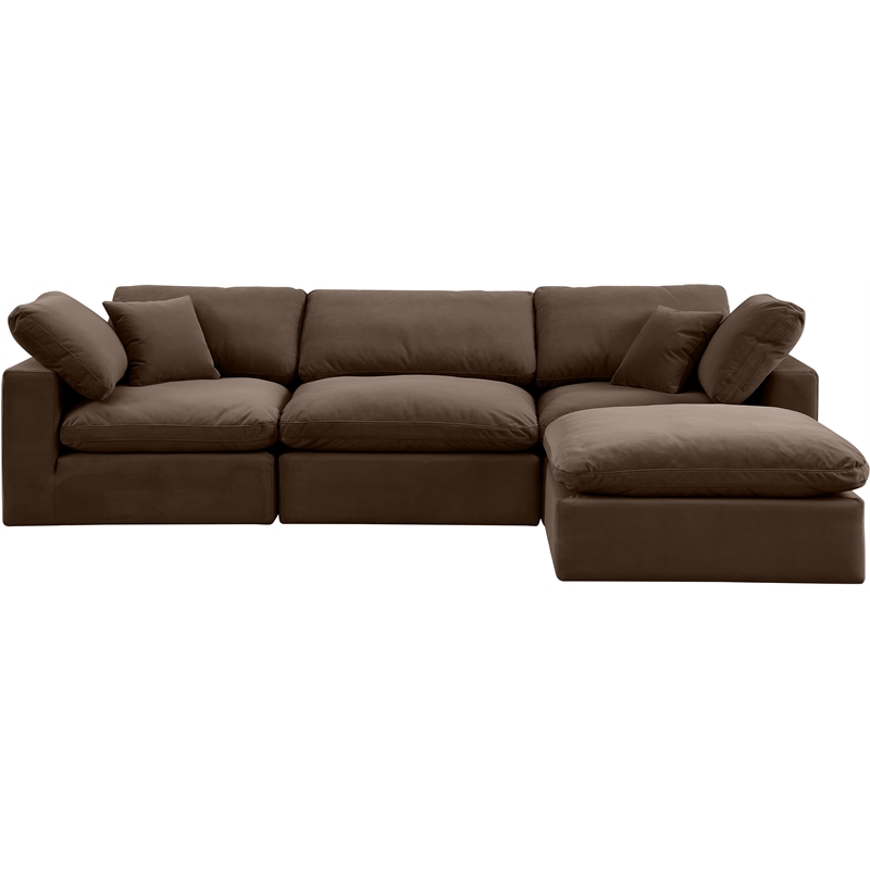 Meridian Furniture Comfy Brown Velvet 4-Pc. Modular Sectional